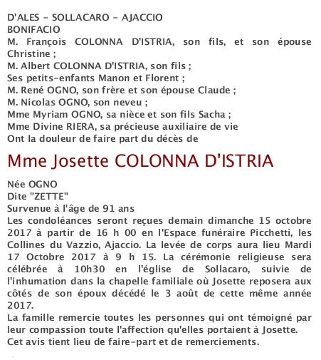 Dcs Josette Colonna d'Istria