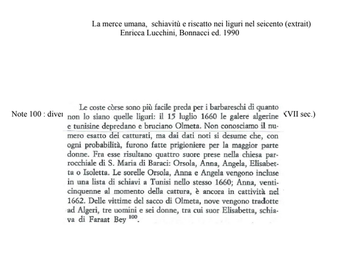 Olmeto  razzia trurque 15 juillet 1660 page 01